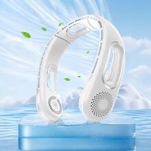 Zechuan 5200mAh Rechargeable Neck Fan, Portable Bladeless Wearable Fan With 360° Airflow, 4-Speed Hands-Free Personal Cooling Fan For Women Men, Summer Travel, Office, Commuting, Camping & Outdoor Work - 白色 - 查看 2
