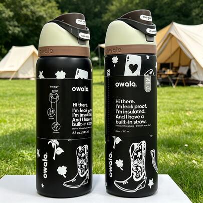  Owala 32oz/24oz Fruchtinfundierter Wasserflasche, Edelstahl isolierter Becher, tragbare Outdoor-Wasserflasche, Edelstahl vakuumisolierte Wasserflasche mit Strohhalm, geeignet für Sport, Reisen und Schulaktivitäten. Gute Versiegelung, tragbar, Kippdeckel-Design, ideal für kalte/heiße Getränke, Kaffee und Eisgetränke