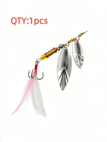 1pc Lure Spinner Lure Sequin Bait, Willow Leaf Metal Hand-Cranked Blade Feather Artificial Bait For Crappie Fishing - Silver - View 6