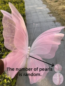 1/5件 50cm 絲綢仿真蝴蝶，3D雙層網翼設計，彩虹歐根紗與珍珠蝴蝶裝飾，適合生日派對裝飾、婚禮裝飾，大尺寸網格仿真蝴蝶，商店櫥窗展示 - 彩色 - 查看 8