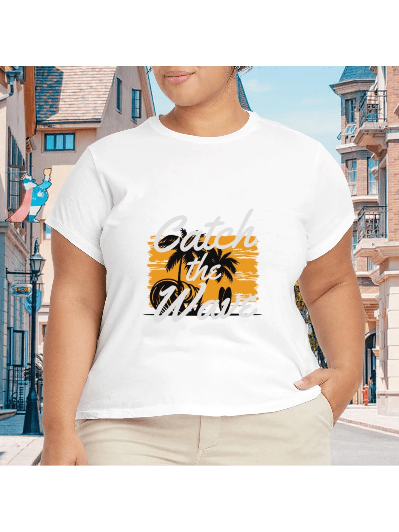 2026 Camiseta unisex de algodón casual de verano, estampada diseño playero surf atardecer, ropa de vacaciones, colores blanco y negro, tallas extras disponibles - Blanco - Ver 1
