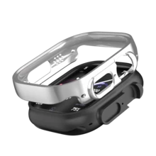 适用于 38/40/41/42/44/45/46/49mm 索尼 11/10/9/8/7/6/5/4/3/2/1 系列手机的保护壳，防震超薄硬质 PC 边框，全包式保护壳（不含屏幕保护膜），配件 - 銀色 - 查看 3