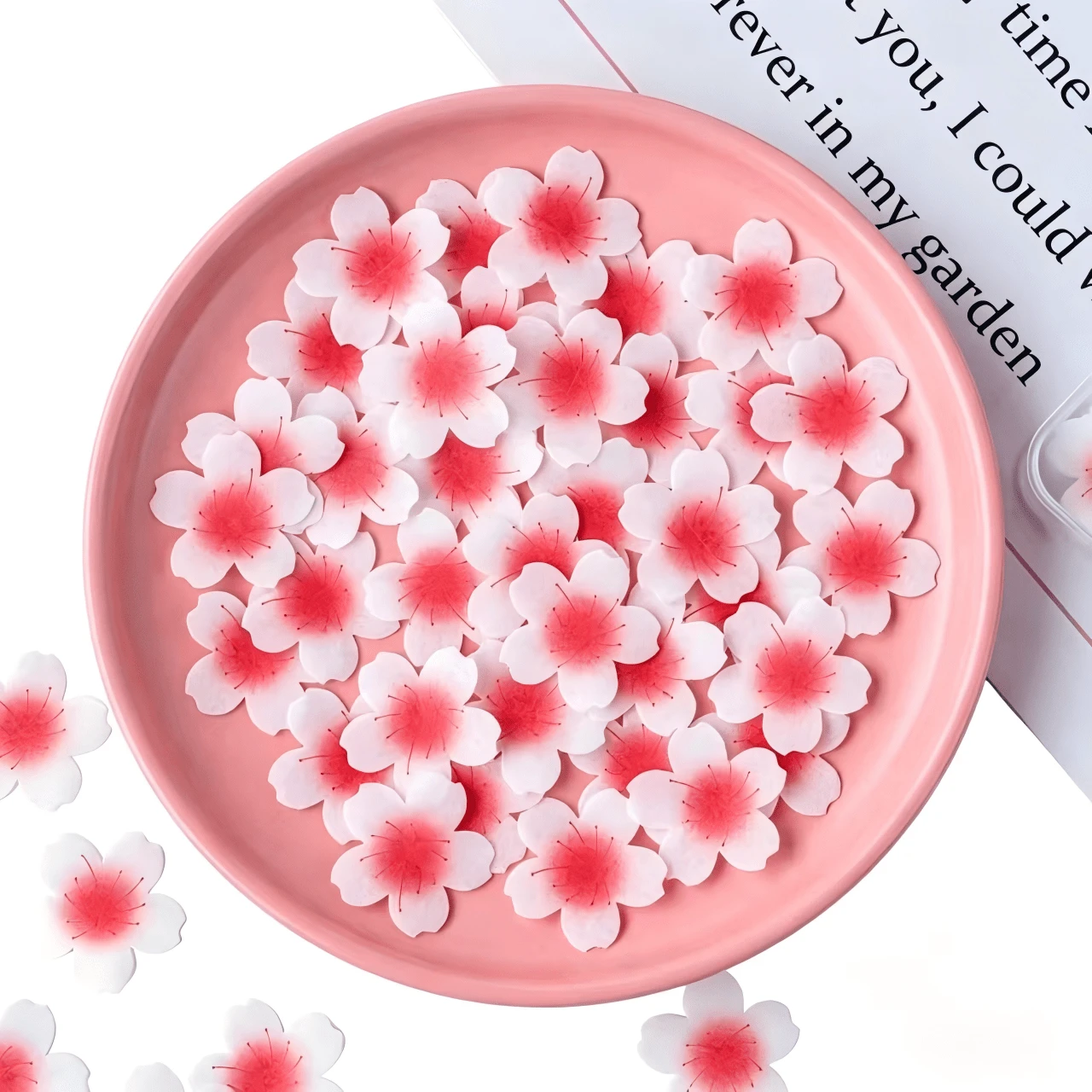 100pcs Edible Flower Cupcake Decorations, Sticky Rice Paper Cake Toppers For Wedding Birthday Party Cake Food Decor Frosting And Decoration - Multicolor - View 1