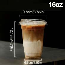 50-Pack Of 12oz/16oz Transparent Disposable Coffee Cups With Lids – Made Of Insulated Plastic Material, Leak-Proof Design, Suitable For Iced Coffee, Smoothies, And Cold Drinks, Ideal For Home, Restaurants, Beverage Shops, Parties, Picnics, And Coffee Bar Accessories - 16盎司-500毫升 - 查看 13