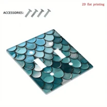 1pc Turquoise Blue & Turquoise Green Mermaid Scale Ceramic Light Switch Plate Cover - Glossy Shimmering Scales, Single/Double Outlet Cover, Easy Clip/Adhesive Installation, Suitable For Kitchen, Bathroom, Nautical & Ocean Themed (Mermaid, 2D Flat) - Multicolor - View 12