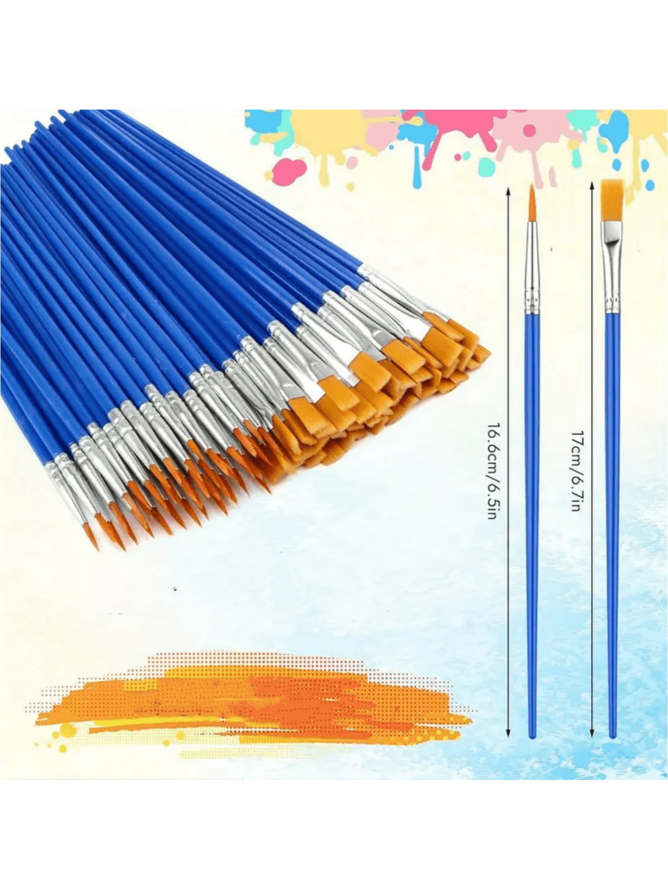 Bộ 54 cọ vẽ dẹt và tròn, thích hợp cho vẽ màu nước và vẽ mặt, đa năng cho cả nét dày và nét mỏng, được thiết kế dành cho các nghệ sĩ chuyên nghiệp. - 27 đầu phẳng + 27 đầu tròn - Xem 2