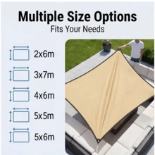 Rectangular Multi-Size Sunshade Net, HDPE UV-Resistant Durable Beige Edged Perforated Privacy Shade Net, Suitable For Garden, Balcony, Carport, Camping Equipment - Multicolor - View 8