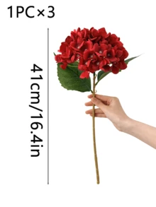 1/3pcs 15.75" Blue Embroidered Artificial Flowers With Stems, Plastic Floral Balls For Desktop Decor, Suitable For Office, Party, Wedding, Fake Plants, Spring/Summer Decoration, Mother/Father's Day Gift - Red - View 9