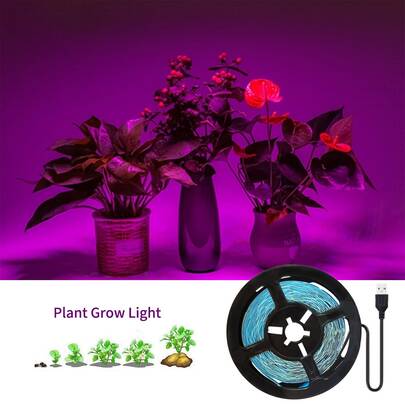 1 dải đèn LED trồng cây USB 5V, quang phổ đỏ xanh dương, thích hợp cho cây trồng trong nhà, cây mọng nước, cây con và hoa.