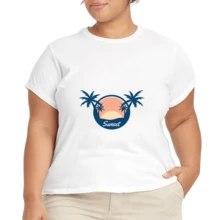 2026 Camiseta unisex de algodón casual de verano, estampada diseño playero surf atardecer, ropa de vacaciones, colores blanco y negro, tallas extras disponibles - Blanco - Ver 4