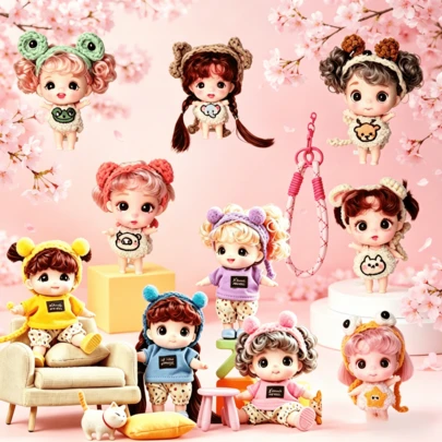 Búp bê mini bằng nhựa PVC mềm mại, có thể sưu tầm - Quần áo được may thủ công, dùng để trang trí bàn làm việc hoặc làm phụ kiện túi xách, không phải búp bê nhồi bông, là món quà sinh nhật thích hợp cho người sưu tầm búp bê.
