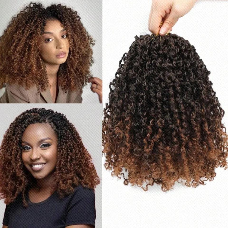 12Inch Pre-Looped Yanky Twists Crochet Braids Ombre Brown Bohemian Spring Twists Hair With Curls Synthetic Extensions