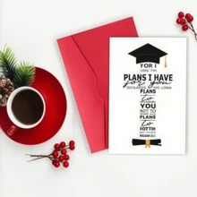 2026 Christian Graduation Card, Jeremiah 29:11 Bible Verse Graduation Greeting Card With Cap And Diploma, Religious Inspirational Card For Graduates - A - View 5