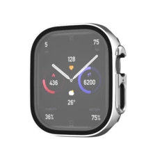 适用于 38/40/41/42/44/45/46/49mm 索尼 11/10/9/8/7/6/5/4/3/2/1 系列手机的保护壳，防震超薄硬质 PC 边框，全包式保护壳（不含屏幕保护膜），配件 - 銀色 - 查看 4