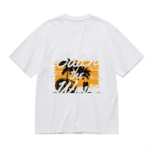 2026 Camiseta unisex de algodón casual de verano, estampada diseño playero surf atardecer, ropa de vacaciones, colores blanco y negro, tallas extras disponibles - Blanco - Ver 2