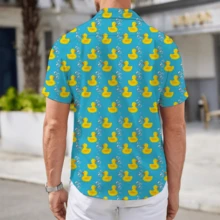 Cheerful Yellow Rubber Ducks Floating Among Playful Bubbles Symbolizing Carefree Joy And Relaxation 3D Print Men's Hawaiian Style Short Sleeve Casual Shirt Summer Beachwear - 白色 - 查看 3