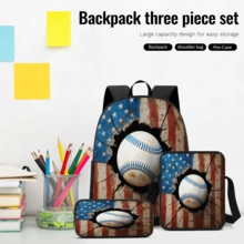 3pcs/Set Student Backpack, Messenger Bag, Pencil Case, Boys' Large Capacity Compartment Backpack, Back To School Supplies Storage, Travel Storage Bag, Suitable For School, Class, Outdoor Sports - A - View 3