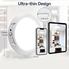 1pc Magnetic Motion Sensor Rechargeable Ceiling Light With Remote Control, Wireless Battery Powered Ceiling Light, No Wiring Required, Magnetic Mount, Dimmable Bathroom Light With Remote, 3 Lighting Modes And Multi-Level Brightness Adjustment, Supports Remote Operation, Timer Setting And Motion Sensor, Timer, 3 Colors, Rechargeable Closet Hallway Light, Wireless LED Ceiling Light, 3-Color Dimmable Indoor Light, Suitable For Wardrobe, Shower, Pantry, Shed, Hallway, Living Room, Kitchen, Bathroom - Multicolor - View 6