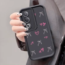 1 buah Casing Ponsel Pelindung Anti-Selip dan Tahan Guncangan Motif Hati & Pita Kreatif, Kompatibel dengan Seri 17, Honor, Galaxy, - Hitam - View 3
