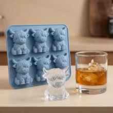 Highland Cow Silicone Tray - 3D Cute Cow Shaped Ice Mold Suitable For Whiskey, Cocktails And Baking, Silicone Mold Suitable For Easter And Holiday Decorations - Multicolor - View 3