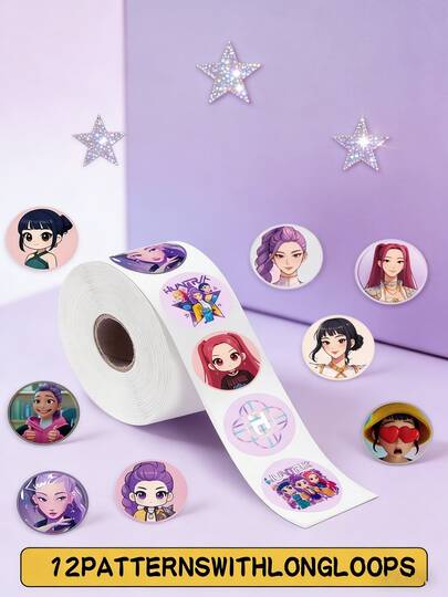 500Pcs Cute 12 Pattern Korean Witch Hunt Girl Group Curly Hair Stickers - DIY Diary Decoration Stickers Suitable For Teenagers And Fans, Perfect For Making Photo Albums, Notebooks, Stationery, And Envelope Seals. It Is Also An Ideal Easter Basket Filling