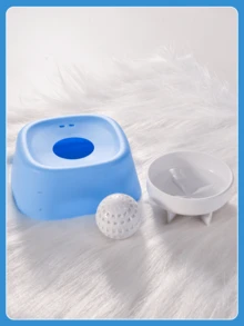 蓝白相间耐用塑料宠物慢食碗，有助于促进牙齿健康，适用于酸奶/泥状/液体食物，互动式喂食器，适合猫狗使用。 - 210ml - 查看 4