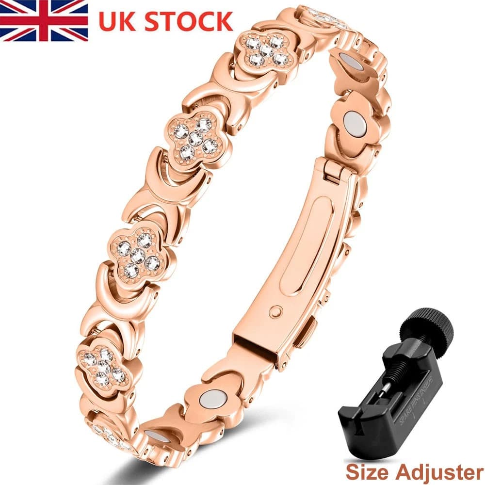 Pure Copper Lucky Clover Bracelet For Women Ladies Gift Ultra Strength - Orange - View 1