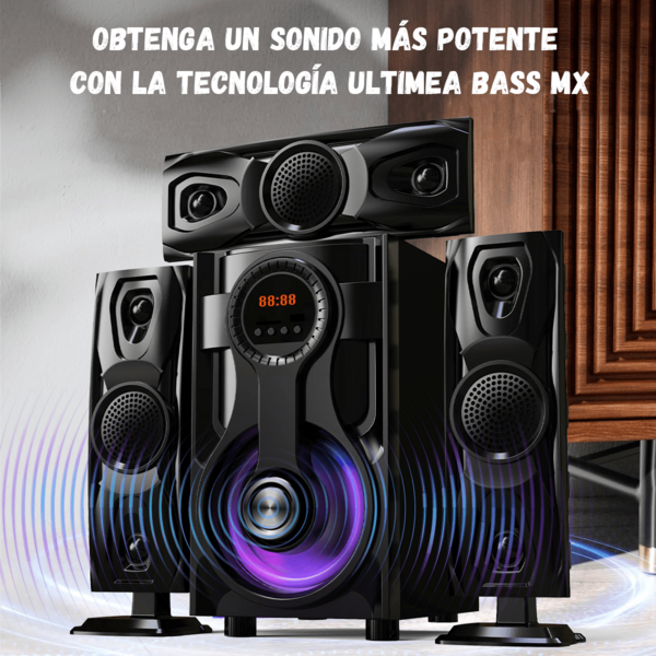 D&M DM-Y14 3.1 Canales Altavoces Multimedia, Sistema de Sonido 60W con Subwoofer, Bluetooth, FM, USB/SD, Control Remoto, RGB LED, Wired Sound System for TV, PC, Parties, Karaoke, Movies & Gaming.