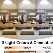 1pc Magnetic Motion Sensor Rechargeable Ceiling Light With Remote Control, Wireless Battery Powered Ceiling Light, No Wiring Required, Magnetic Mount, Dimmable Bathroom Light With Remote, 3 Lighting Modes And Multi-Level Brightness Adjustment, Supports Remote Operation, Timer Setting And Motion Sensor, Timer, 3 Colors, Rechargeable Closet Hallway Light, Wireless LED Ceiling Light, 3-Color Dimmable Indoor Light, Suitable For Wardrobe, Shower, Pantry, Shed, Hallway, Living Room, Kitchen, Bathroom - Multicolor - View 10