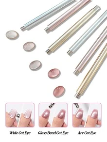 1 pieza Herramienta de arte de uñas de ojo de gato magnética 2 en 1, imán de ventosa de bola de acero para esmalte de gel de ojo de gato DIY - Multicolor - Ver 5