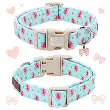 Collari per cani arcobaleno Bobo, collari per animali domestici con stampa a fiocco rosa carino, regolabili, con ciondolo, collari blu con fibbia di plastica a sgancio rapido per cani - Blu menta - Visualizzare 5