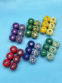 6pcs/Set Lace Thread, Solid Color & Gradient Dual-Color Matching, 25m Long Per Skein, Sufficient Length For Small Craft Projects And Stocking, Suitable For Miniature Crochet, Preserved Flowers, Earrings, Hair Clips, Doll Accessories, Lace Edging DIY - Lace Thread Set - View 5