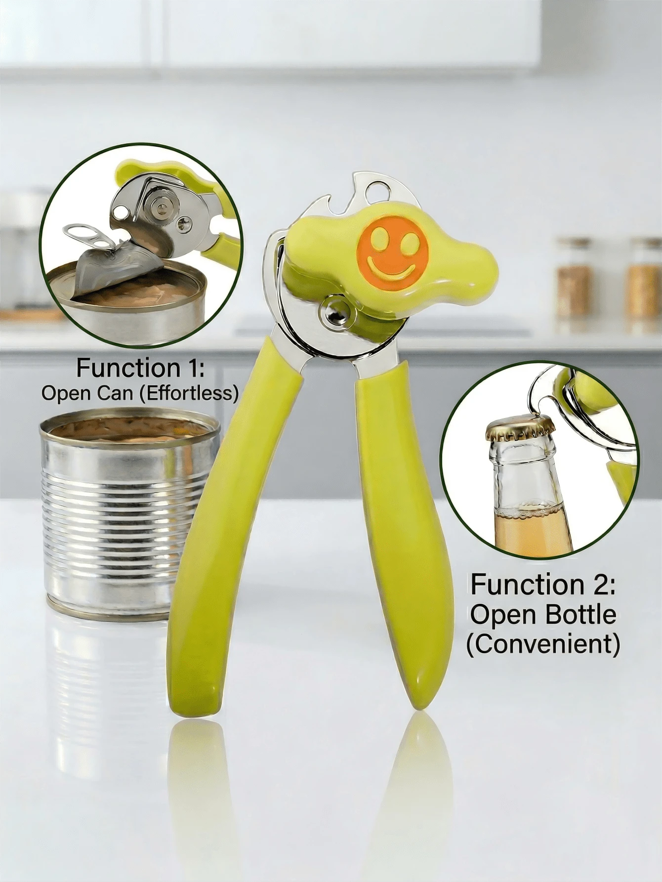 Classic Multifunction Can Opener And Bottle Opener Easy To Use, Razor Sharp Stainless Steel Cutting Wheel, Soft Ergonomic Handles, Colorful Style Optional - 查看 1