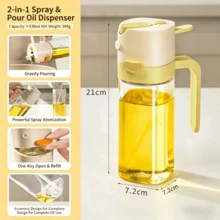 2-In-1 Glass Oil Bottle With Sprayer, One-Click Open, 65° 3D Wide-Angle Fine Mist Nozzle, Dual-Bar Pressure Atomization, Leak-Proof And Stain-Free, Suitable For Cooking, Frying, Salad, And Air Fryer - Yellow - View 13