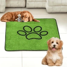 1pc Washable Dog Grass Pad - Reusable, Pet Training Artificial Turf With Non-Slip Backing. Easy To Clean Pee Pad, Suitable For Indoor/Outdoor Use. Grass Blade Length: Approx. 2 Cm. - Paw Print Grass Mat - View 9