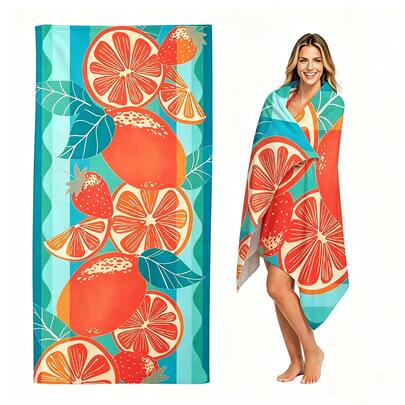 1 chiếc khăn tắm biển bằng sợi microfiber siêu mềm in hình cam chanh, nhiều kích cỡ, chăn biển nhẹ, thích hợp cho bơi lội, cắm trại, thể thao, bãi biển hoặc phòng tập thể dục, phụ kiện bãi biển | Khăn tắm biển hiện đại | Thảm biển bền, khăn tắm biển
