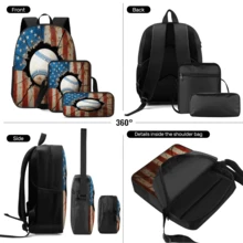 3pcs/Set Student Backpack, Messenger Bag, Pencil Case, Boys' Large Capacity Compartment Backpack, Back To School Supplies Storage, Travel Storage Bag, Suitable For School, Class, Outdoor Sports - A - View 7