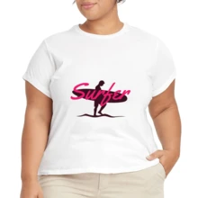 2026 Camiseta unisex de algodón casual de verano, estampada diseño playero surf atardecer, ropa de vacaciones, colores blanco y negro, tallas extras disponibles - Blanco - Ver 4