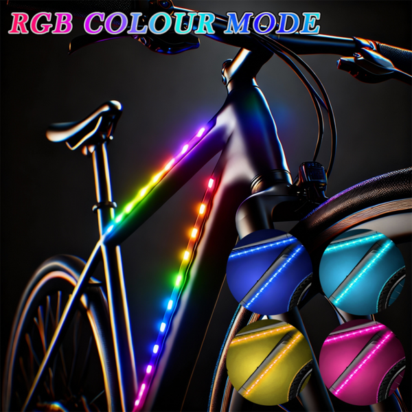 Bicycle LED Ambient Light Strip (1tow2), High-Quality Light Strip With 15 LED Beads, Multiple RGB Color Options, 19 Dynamic Modes, And 20 Static Colors. Suitable For Night Riding, Daily Riding, And Outdoor Riding. Multiple Lighting Modes Enhance The Riding Atmosphere. A Cool Bicycle Accessory, Party Decorative Light Strip, USB Powered, Batteries Not Included, And A Christmas Gift.