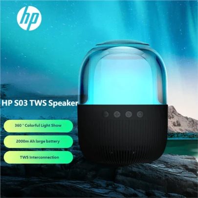  HP Bluetooth Speaker RGB Dynamic Super Bass 360° Surround Home Decor Sound TWS Interconnection Mini Portable Speaker For Bedroom Bathroom Outdoor Speaker Bluetooth Cellphone Laptop Original HP Speaker