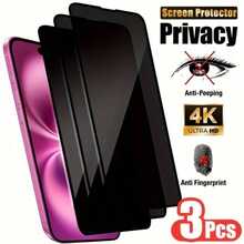 3pcs Privacy Protection Full Screen Tempered Glass Protector Protect Compatible With Iphone Silk Screen Anti Peeping Full Screen Phone Protective Film Compatible With IPhone17/17Air/17Pro/17ProMax/15/15Plus/15Pro/15Promax/14/14Pro/14ProMax/14Plus/13/13Pro/13ProMax/12/12Pro/12ProMax/11/11ProMax/11Pro/X/XS/XSMAX - Clear - View 15
