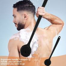 14.72 Inch Long Silicone Back Scrubber, Double-Sided Exfoliating And Massaging Shower Brush, Unisex - Multicolor - View 1
