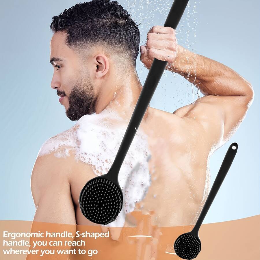 14.72 Inch Long Silicone Back Scrubber, Double-Sided Exfoliating And Massaging Shower Brush, Unisex - Multicolor - View 1