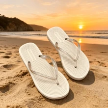 Cute Floral Print Flip Flops For Women, Comfortable Non-Slip Thong Sandals, Lightweight Summer Beach Shoes With Cushioned Sole For Pool, Shower, Travel, Casual Wear - trắng - Xem 10