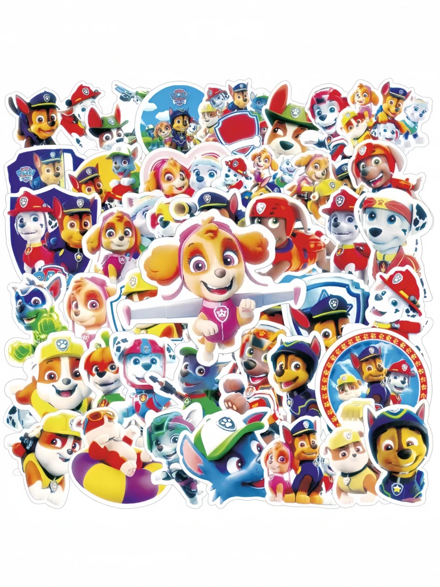 Paw Patrol 50pcs Paw Patrol Stickers, American Comic Children's Toy Stickers, Slap Stickers, Gacha Creative Journaling Materials, Stickers - Multicolor - View 1