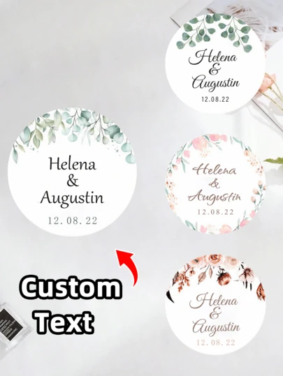 1~120Pcs Custom Wedding Stickers With Personalized Patterns And Round Custom Labels, Waterproof And Oil-Resistant Stickers In Multiple Sizes And Styles, Editable With Bride And Groom Names. Suitable For Wine Glasses, Wine Bottles, Wedding Favors, Gifts, Invitation Cards, Gift Bags, Groomsmen And Bridesmaids Gifts, Birthday Gifts And Other Occasions. Also Ideal Gifts For Wedding Guests, Bridesmaids, Groomsmen, Friends And Family Members, Perfect For Wedding Ceremony And Wedding Decoration.