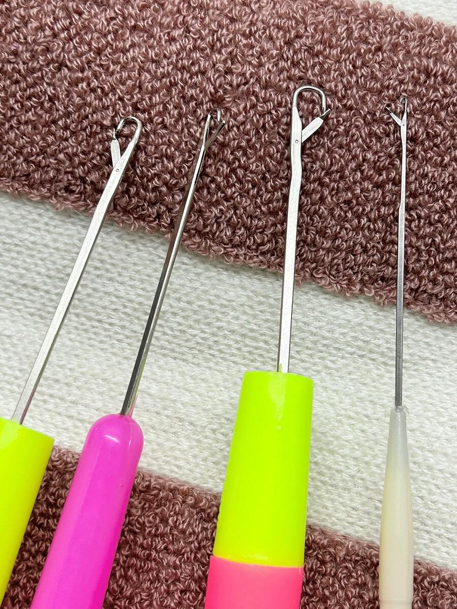 4pcs Crochet Hook Set - 2/3/5/7mm Hair Crochet Hooks With Non-Slip Handle, Suitable For DIY Hair Braiding, Twist Braids, Synthetic Dreadlocks And Wig Making, Complete Tool Kit For Hair Enthusiasts - Tongue Crochet - View 1