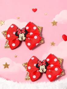 Disney 2个卡通葱粉燕尾发夹，适合日常佩戴、送礼、返校季、节日和派对。 - 彩色 - 查看 12