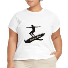 2026 Camiseta unisex de algodón casual de verano, estampada diseño playero surf atardecer, ropa de vacaciones, colores blanco y negro, tallas extras disponibles - Blanco - Ver 4