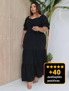 Women's Plus Size Long Dress For Wedding, Graduation, Party, Premium - Black - View 2